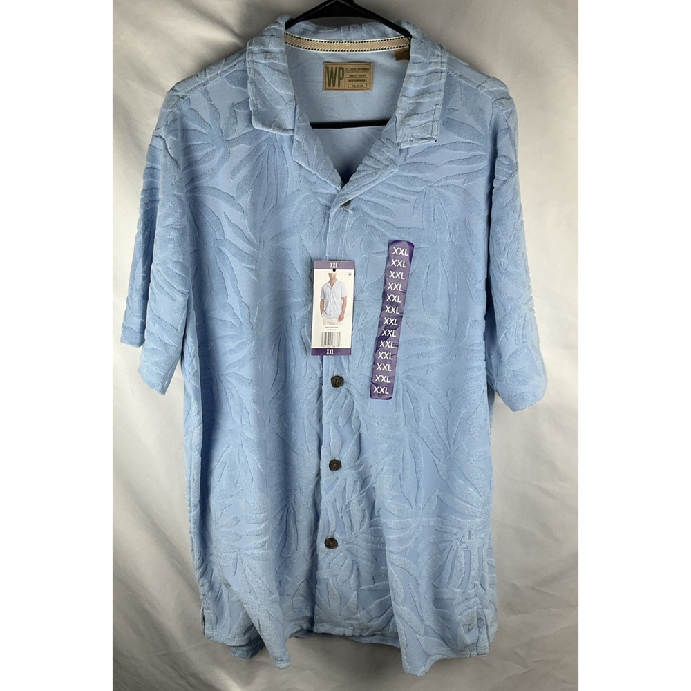 WP Weatherproof Mens Blue 2XL Short Sleeve Terry Shirt Summer Beach Casual